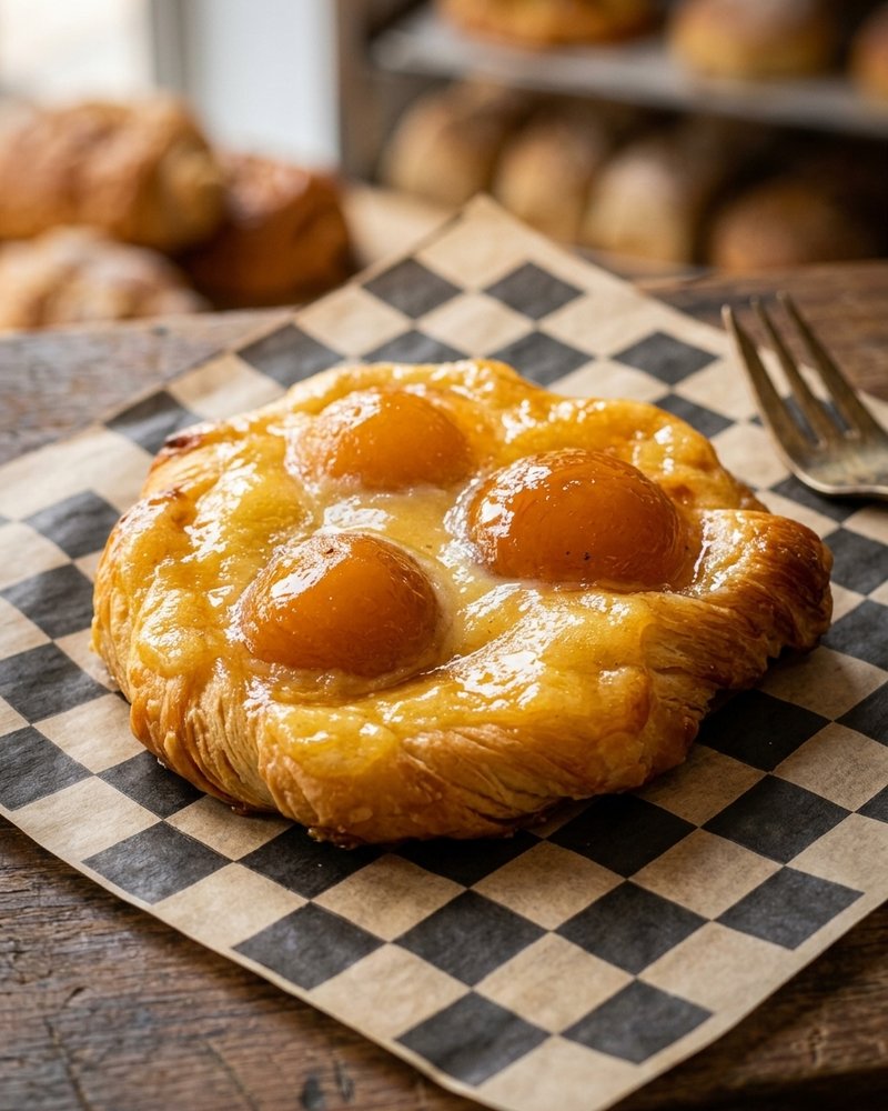 Sweet, sun-ripened apricot nestled in golden pastry folds